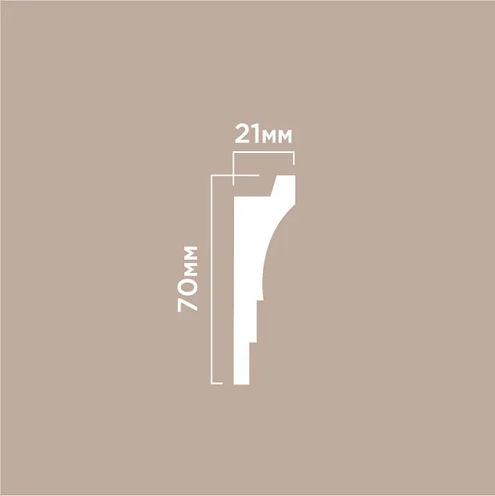 Карниз A70V1 ПОЛИСТИРОЛ HI WOOD 70мм х 21мм х 2,0м чертеж