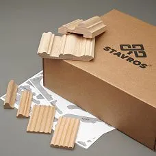 Фрагмент набора OMLD-005 с образцами рифленых, фигурных и классических молдингов из массива дерева