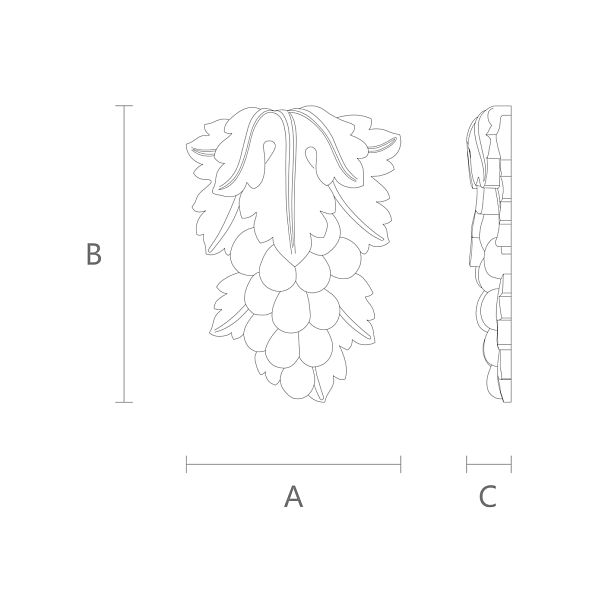 1 - Резная накладка N-093 (A=160 B=361 C=18 мм) - 2sht