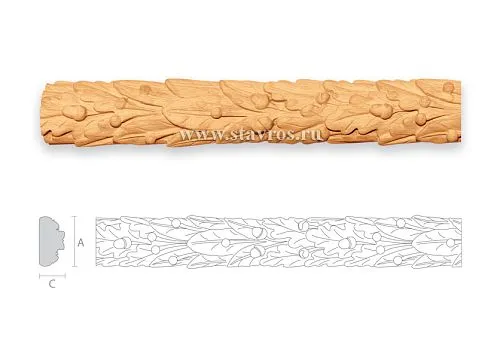  Резная деревянная планка с орнаментом из дубовых листьев и желудей для архитектурного обрамления