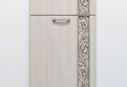 Современный мебельный фасад с вертикальной художественной резьбой