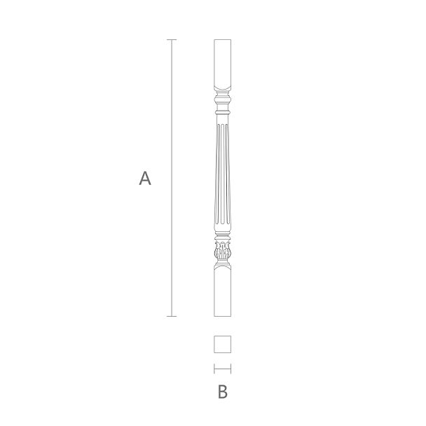 Балясина для лестницы L-111 из дерева с рельефным резным узором чертеж