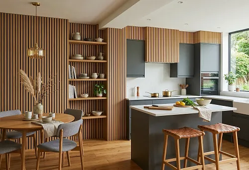 Реечные панели в интерьере кухни: смелое решение, которое меняет всё пространство