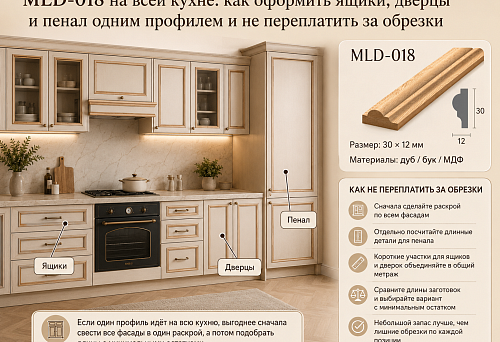 MLD-018 на всей кухне: как оформить ящики, дверцы и пенал одним профилем и не переплатить за обрезки