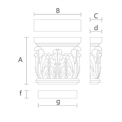 Декоративная Капитель из Дуба KL-001.02 чертеж