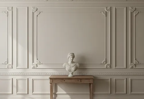 лепной декор на стене в классическом интерьере