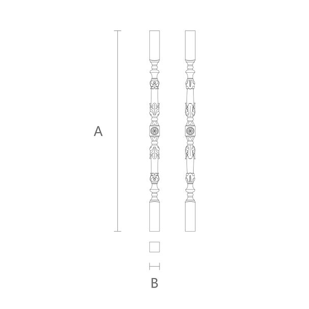 Балясина для лестницы L-041 - изящная и сложная форма балясины из дерева чертеж