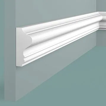 Молдинг настенный LD60 из белого полистирола Hi Wood широкий с богатым многоступенчатым рельефом 60x28x2000 мм