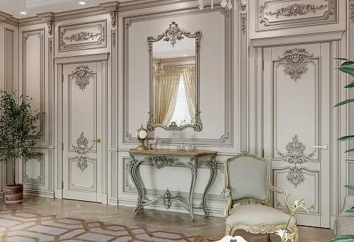Итальянская премиальная мебель — классическая консоль и зеркало в интерьере