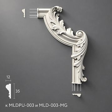 Лепнина из полиуретана MLDPU-3U-2.1R. Декор для молдингов.