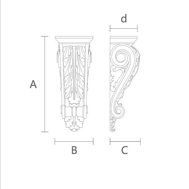 Резной кронштейн для интерьера, сочетающий красоту и прочность чертеж