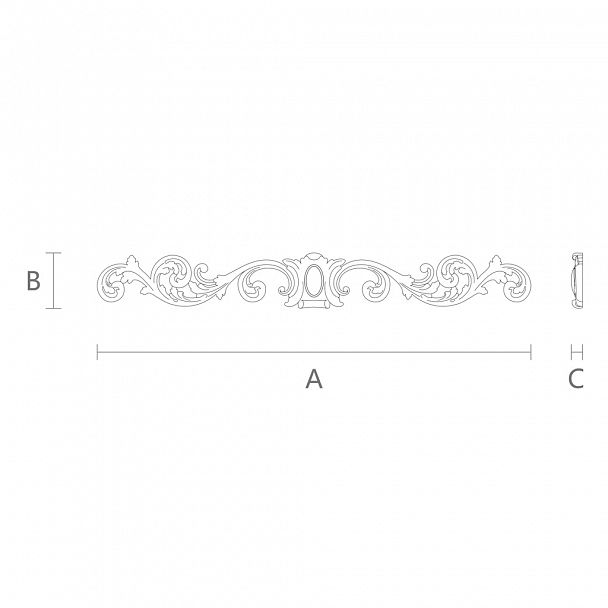Резная накладка N-170 из бука или дуба для мебели чертеж
