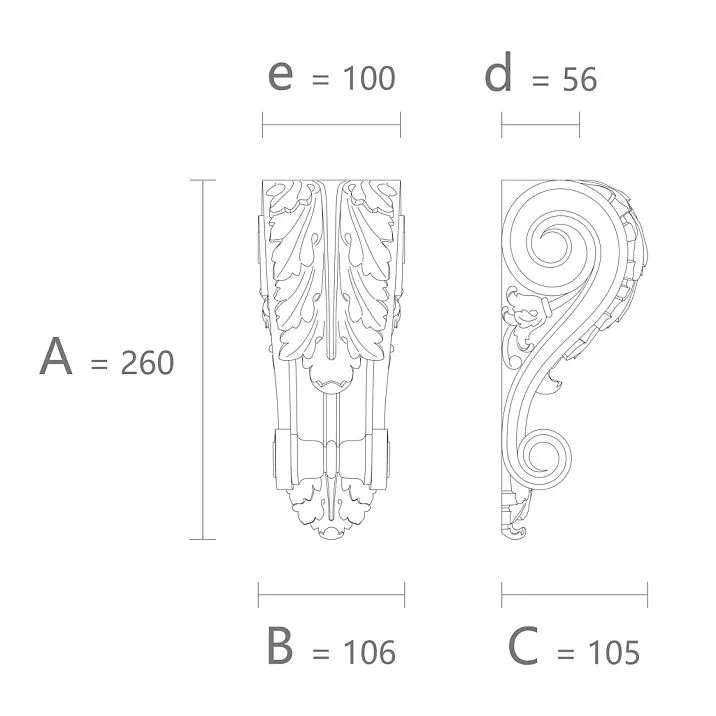 Кронштейн из полиуретана KRPU-005 чертеж