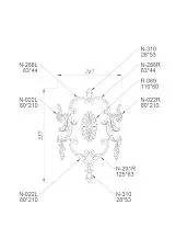 Изысканный и красивый комплект декора C-029 из дерева чертеж