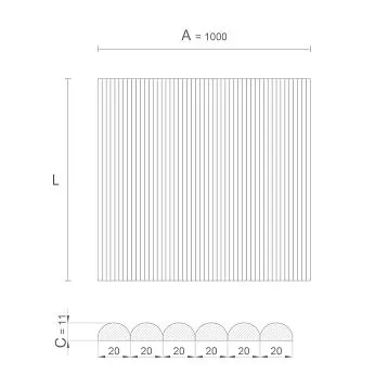 Реечная панель из МДФ грунтованная PAN-004 1000×11×950 мм для стен и интерьера