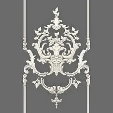 Нижняя часть панели CPU-8-2 — корзина с розами, листья и волюты, композиция «Летний сад» для классической стены