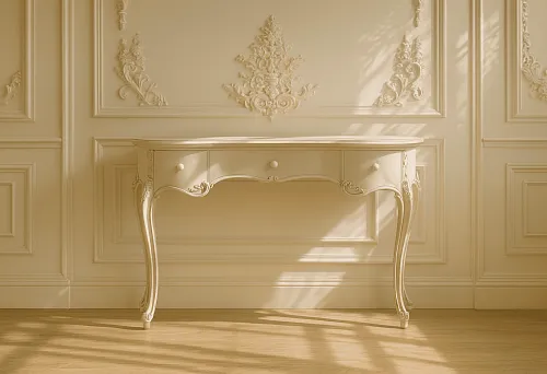 Классическая итальянская консоль с резными элементами в светлом интерьере Петербурга