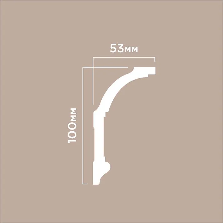 Карниз A100 ПОЛИСТИРОЛ HI WOOD 100мм х 53мм х 2,0м чертеж