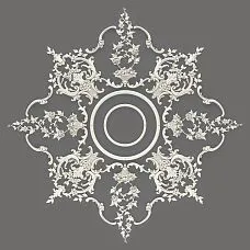 Потолочная розетка CPU-071 диаметром 1365 мм из полиуретана в классическом стиле с восьмилучевой композицией