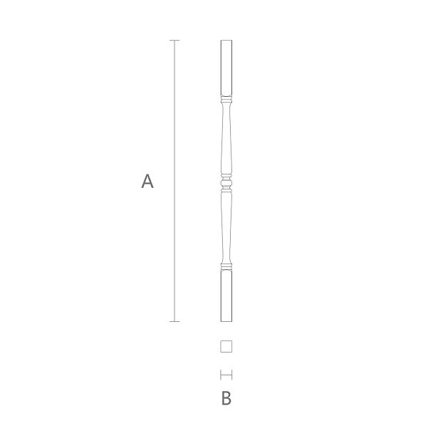 Балясина из дуба или бука для лестницы L-019 от магазина декора Stavros чертеж