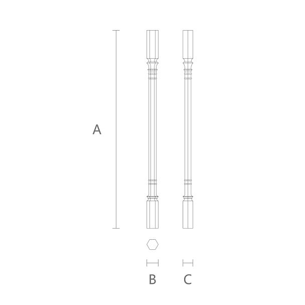 Балясина для лестницы L-095 из дерева в готическом стиле чертеж