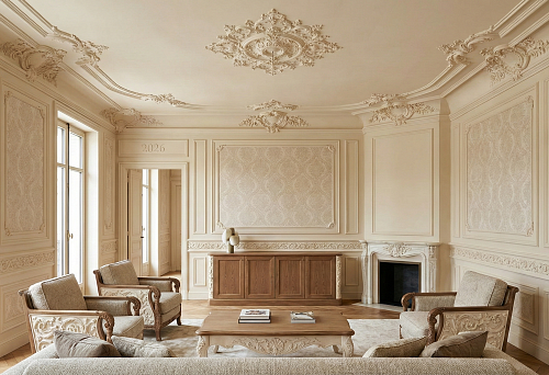 роскошная потолочная лепнина 2026 с классическими орнаментами