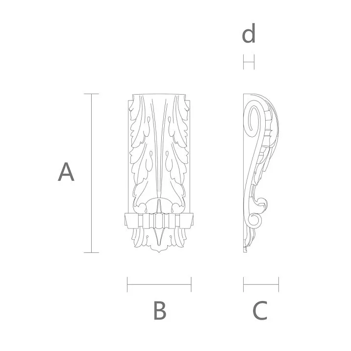 Декоративные кронштейны для полок купить Москва, полиуретановая накладка чертеж