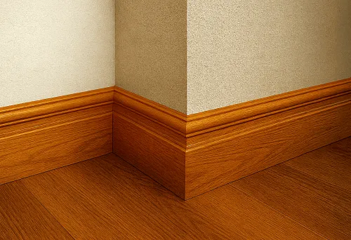 Фигурный деревянный плинтус с декоративным профилем в интерьере