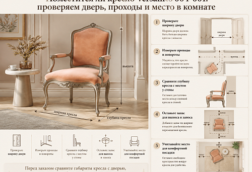Поместится ли кресло Versailles 004-001: проверяем дверь, проходы и место в комнате