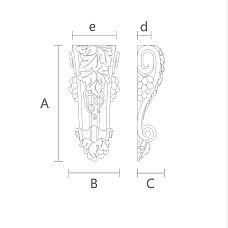 Резной кронштейн из полиуретана KRPU-052 чертеж декора