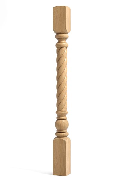 Резной витой столб из дерева L-051 — классический и простой вариант для небольших лестниц  Оригинально сочетается с балясинами L-030