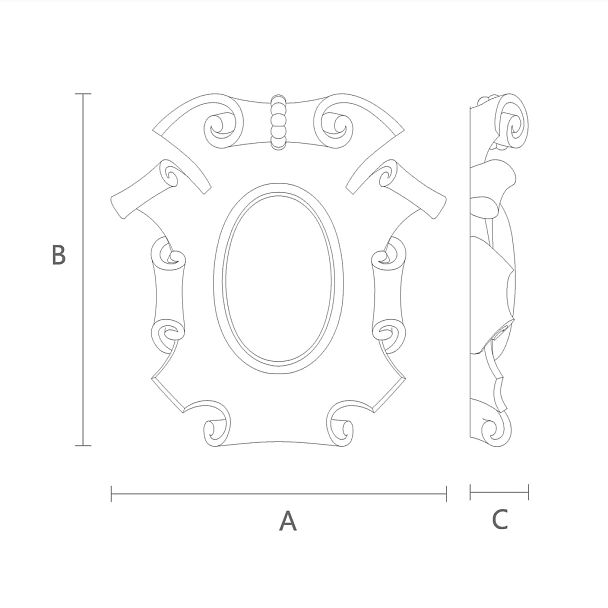 Резная накладка N-346 (A=138 B=145 C=24 мм)