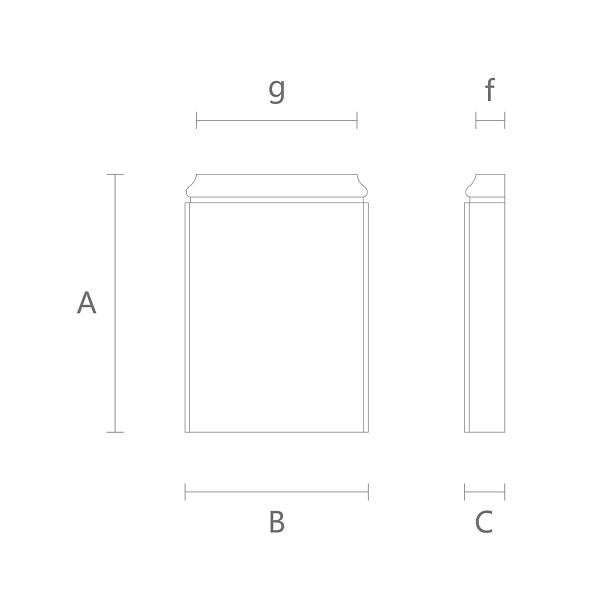 База для пилястры BS-001 квадратной формы чертеж