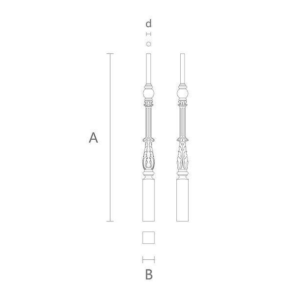 Балясина из дерева L-002 с гармоничным дизайном в стиле Ренессанс чертеж