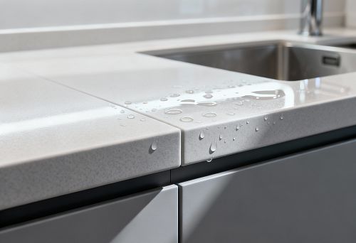 Влагостойкий фитополимер в зоне раковины с чистыми углами и гладкой поверхностью, защищённой от влаги