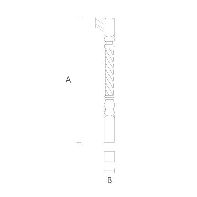 Чертеж витого деревянного столба для лестницы