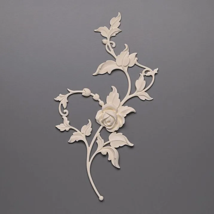 Накладка NPU-469L полиуретановая с детализированным рельефом листьев и розы фото