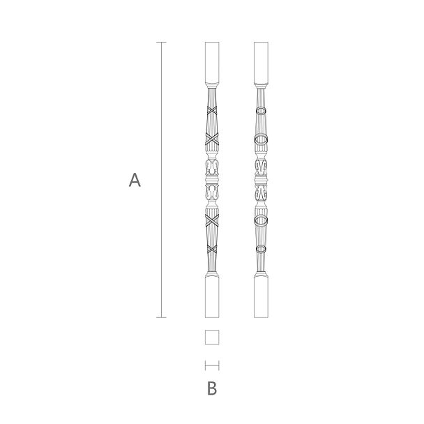 Изделие из дерева для лестницы L-046 с тонкой резьбой и стильным решением чертеж