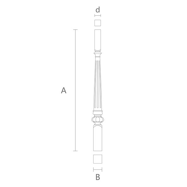 Балясина из дерева для лестницы L-060 в классическом интерьере чертеж