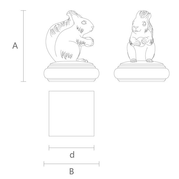 Навершие на столб L-066 в виде шара или шишки с белкой чертеж