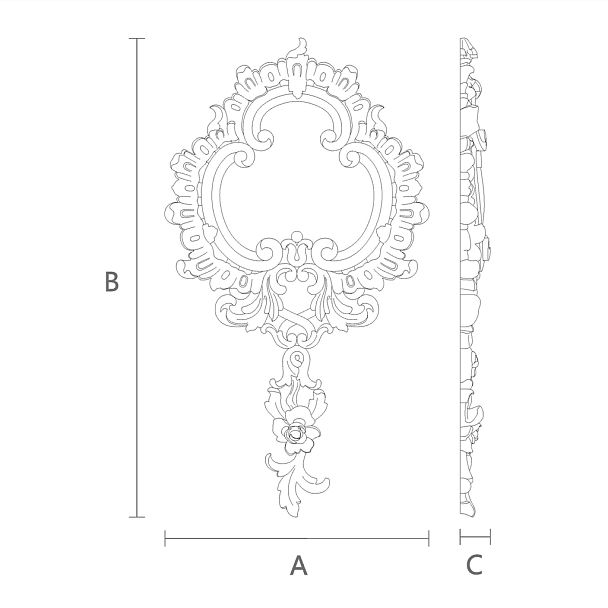 Резная накладка N-280 в классическом стиле чертеж