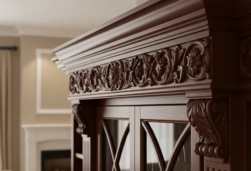 Декоративный мебельный карниз из дерева с цветочным узором