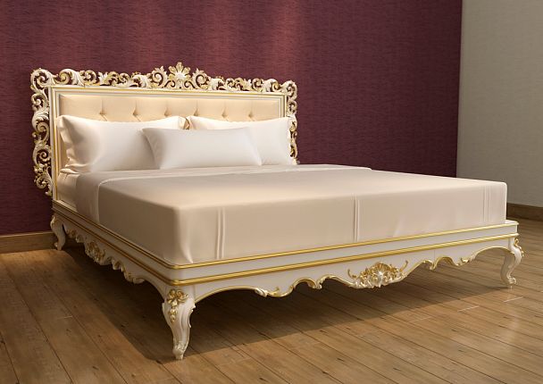 Кровать с резной ножкой МН-073 из массива дуба или бука для мебели