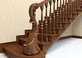Фото деревянной лестницы с резным столбом