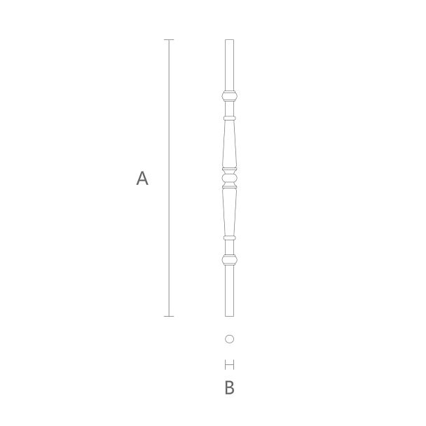 Балясина для лестницы из дерева L-056 н чертеж