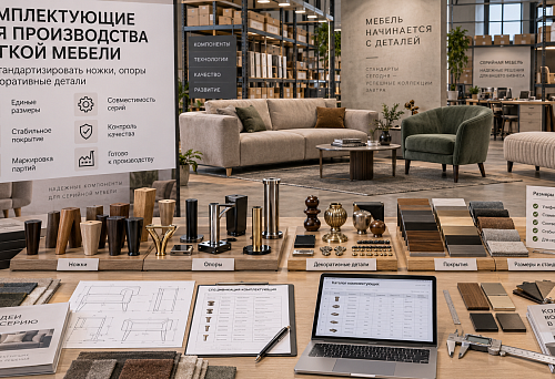 Комплектующие для производства мягкой мебели: как стандартизировать ножки, опоры и декоративные детали