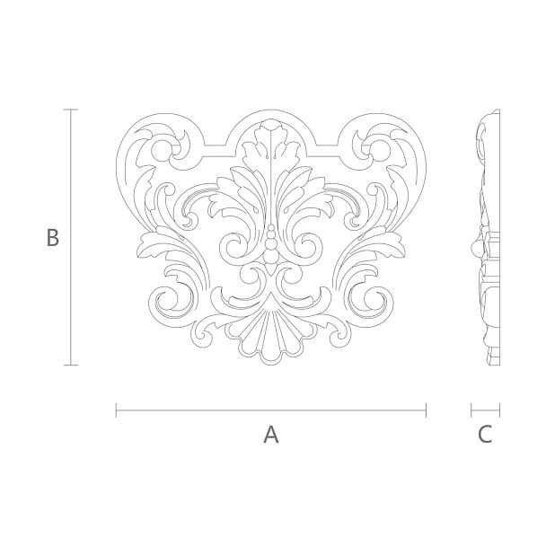 Декоративная резная накладка N-216 из дерева чертеж