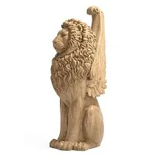 Парадный столб для лестницы из массива лев вид сбоку