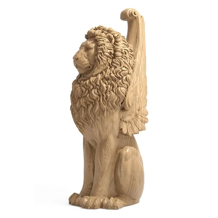 Парадный столб для лестницы из массива лев вид сбоку