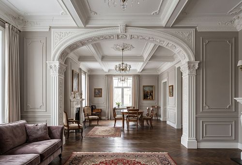 Лепной декор после перепланировки: как оформить новые проёмы, стыки и объединённые стены